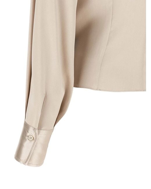 Brunello Cucinelli Natural Asymmetric Draped Blouse
