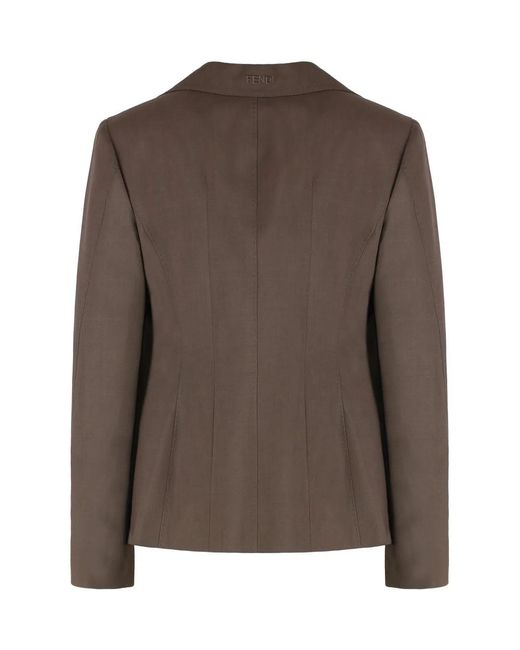 Fendi Brown Mud Wool Blend Blazer