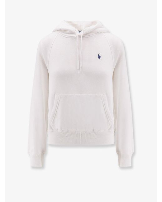 Polo Ralph Lauren White Hooded Cotton Sweatshirt