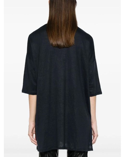 Majestic Black Linen Blend Tunic Dress