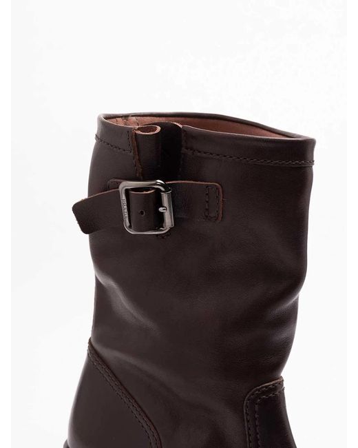 Prada Brown Leather Mid-Calf Boots