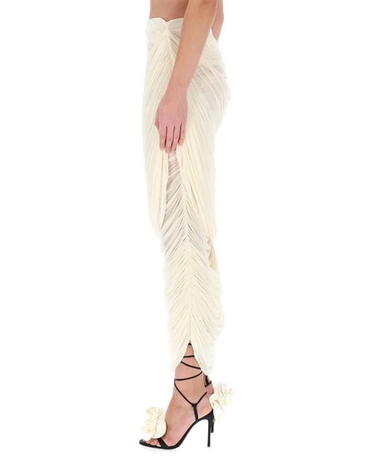 Magda Butrym Natural Draped Midi Skirt