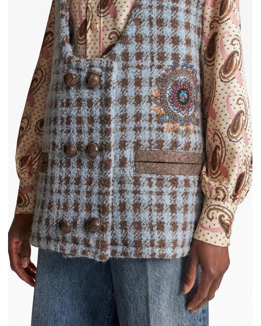 Etro Gray Houndstooth Over Vest