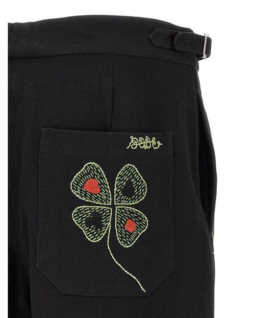 Bode Black 'Lucky Draw' Pants for men