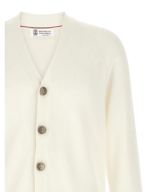 Brunello Cucinelli White Cotton Cardigan Clothing for men