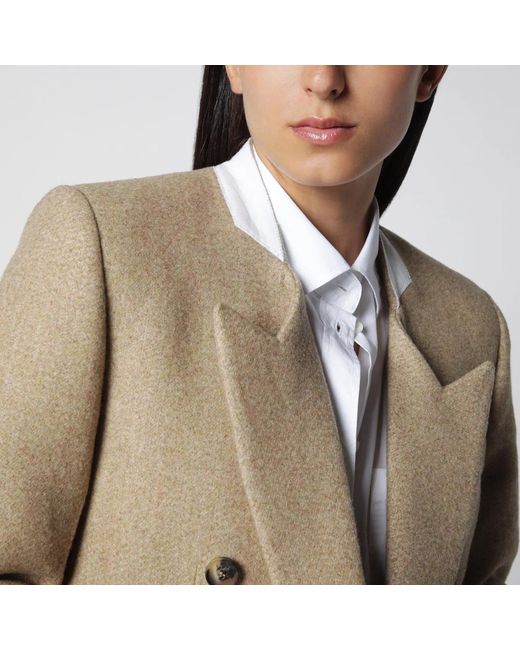 Victoria Beckham Natural Beatrice Double-Breasted Jacket