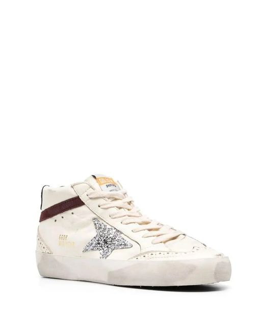 Golden Goose Deluxe Brand White Mid Star Nappa Leather Upper Glitte