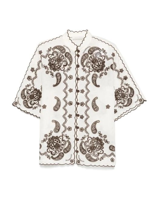Zimmermann White Ascension Embroidered Shirt