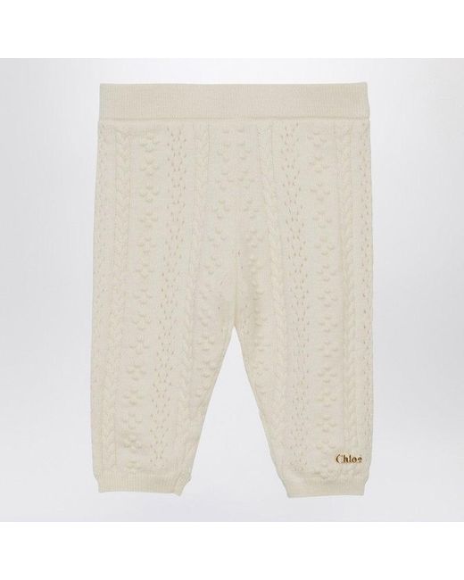 Chloé Natural Ivory Embroidered Cotton And Wool Legging