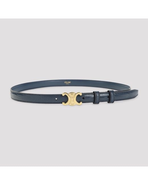Céline Blue Triomphe Leather Belt