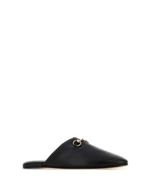Gucci Black Nappa Leather Slippers