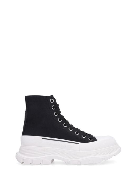 McQueen White Canvas Tread Slick Sneakers