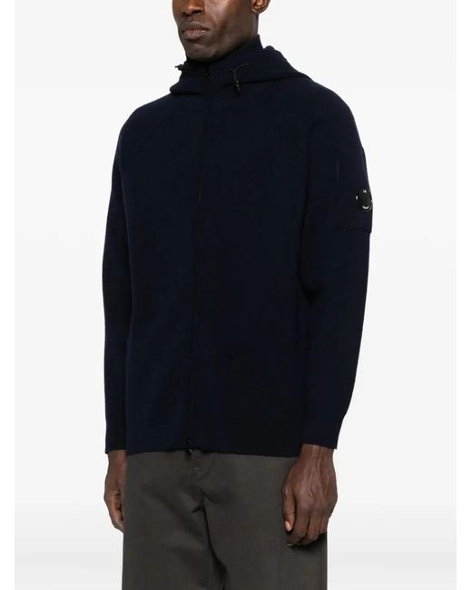 C P Company Blue C.P.Company Zip-Front Hooded Jacket for men