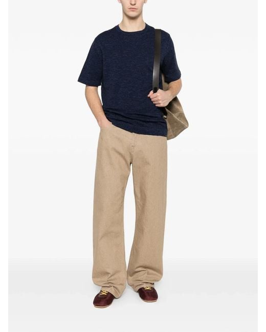 Woolrich Blue Cotton And Linen T-Shirt for men