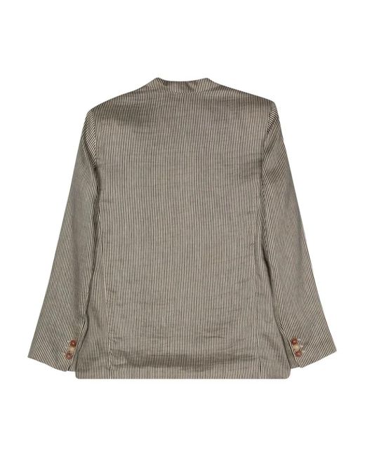 Alysi Gray Striped Single-Breasted Jacket