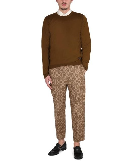 Gucci Brown Wool T-Shirt With Embroidered Logo for men