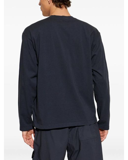 Stone Island Blue Logo-Patch Long-Sleeve T-Shirt for men