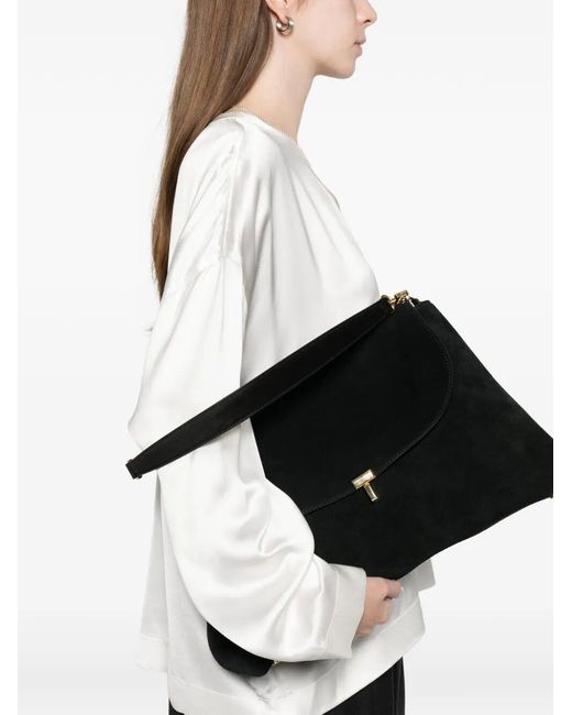 Totême Black "T-Lock Suede" Satchel Bag