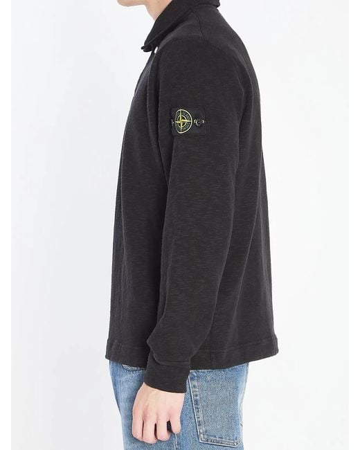 Stone Island Black Long-Sleeve Polo Shirt for men