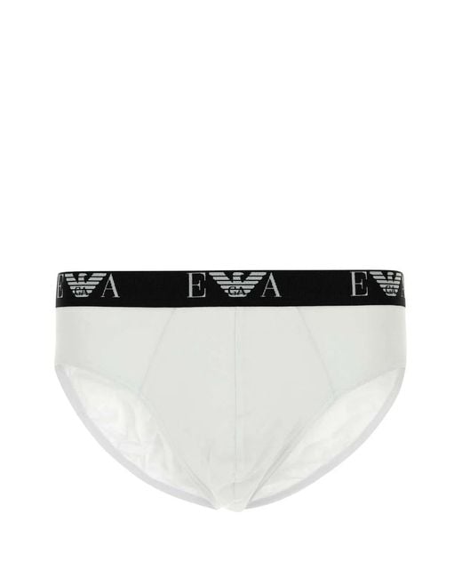 Emporio Armani White Stretch Cotton Brief Set for men