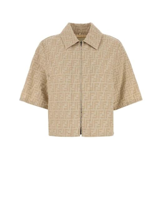 Fendi Natural Short Sleeve Zip Jumpsuit