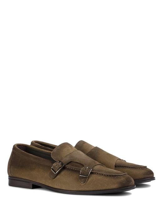 Doucal's Brown Suede Double Buckle Loafer for men