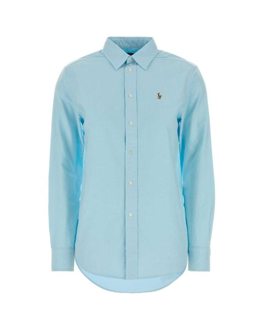 Polo Ralph Lauren Classic-Long Sleeve-Button Front Shirt in Blue | Lyst