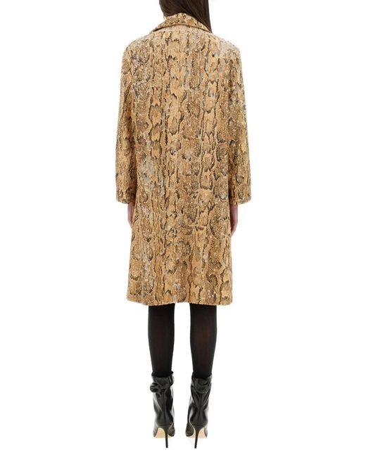 Dries Van Noten Natural Long Coat With Sequins