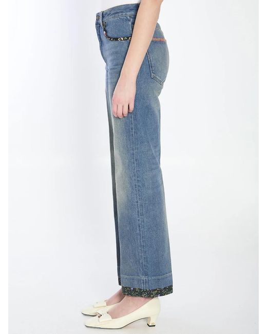 Valentino Garavani Blue Floral Print Jeans