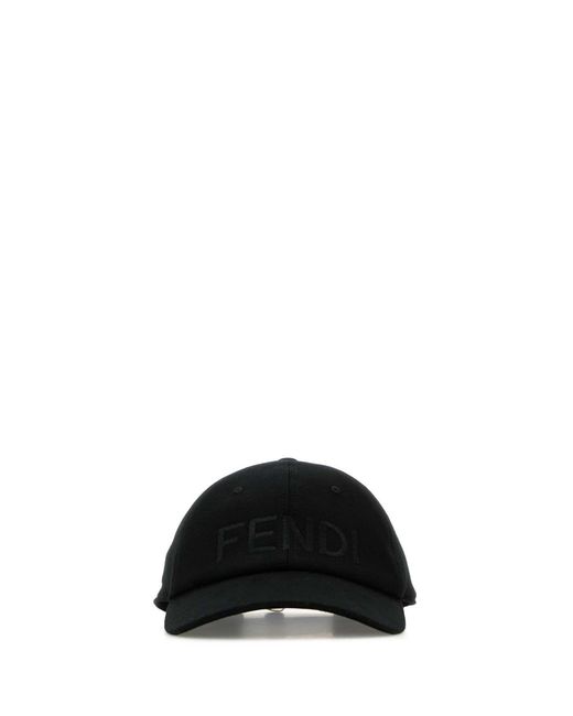 Fendi Black Stretch Cotton Baseball Cap for men