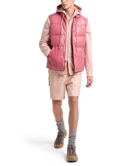Moncler Pink Gilet Restigo Con Logo for men