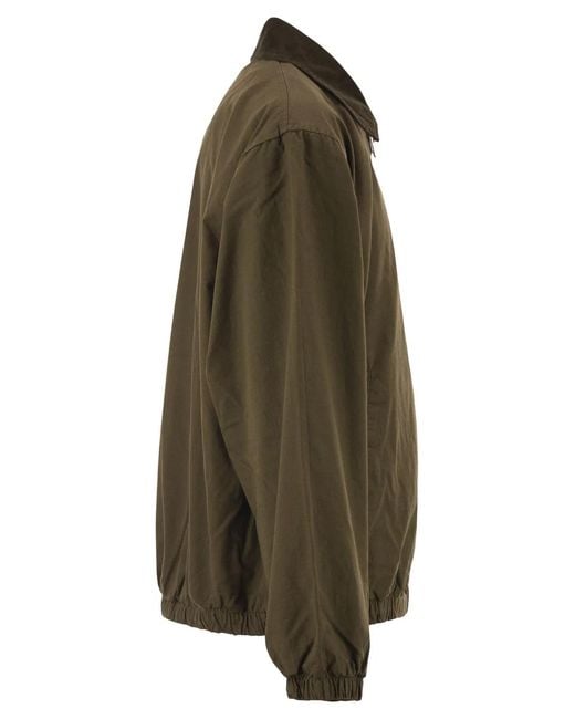 Carhartt Green Cotton Zip-Up Jacket With Corduroy Collar