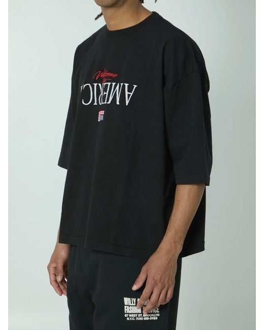 Willy Chavarria Black Welcome To America T-Shirt for men