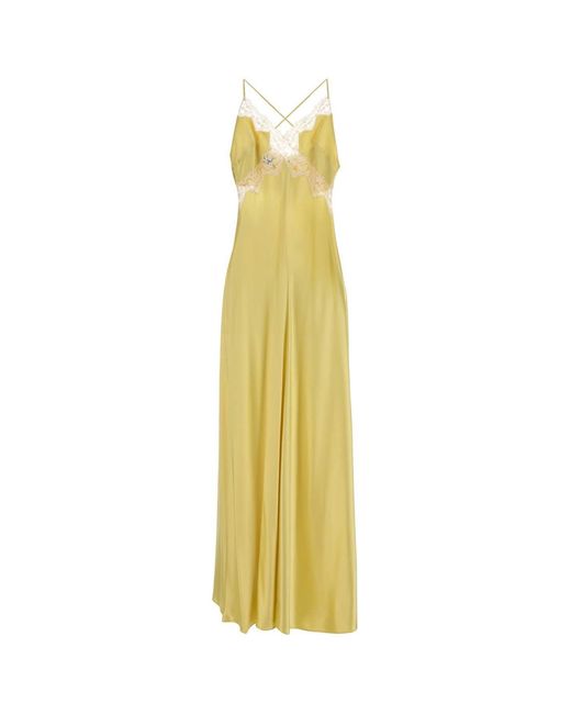 Alberta Ferretti Metallic Satin Long Dress