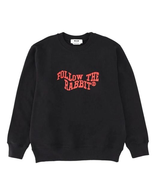 MSGM Black "Follow The Rabbit" Sweatshirt for men