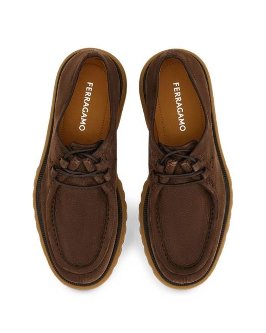 Ferragamo Brown Two Tone Flats for men