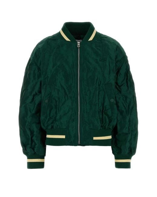 Loewe Green Dark Tech Fabric Bomber Jacket