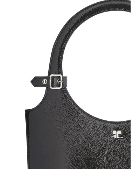 Courreges Black Courregès Leather Arched Handbag