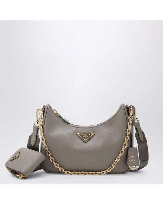 Prada Gray Re-Edition 2005 Saffiano Leather Shoulder Bag