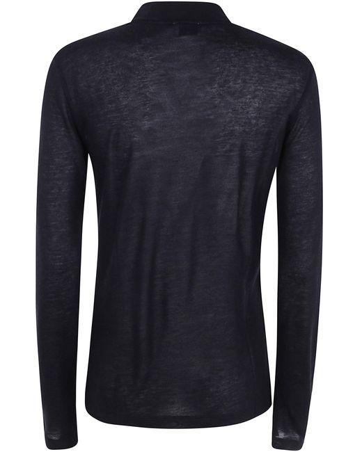 Filippa K Blue Lyocell Cashmere Mock Neck Top