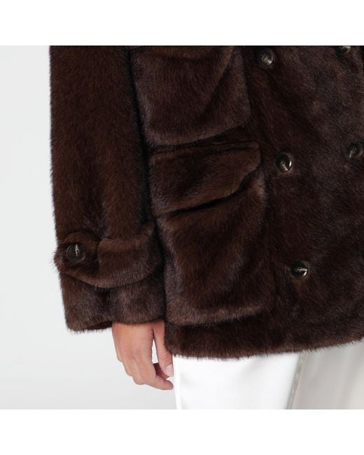 S.w.o.r.d 6.6.44 Brown Dark Double-Breasted Faux Fur Coat