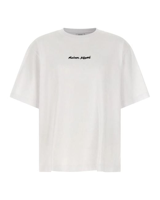 Maison Kitsuné White Logo Embroidery T-Shirt for men