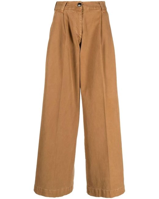 Gabriele Pasini Brown Wide Leg Cotton Trousers
