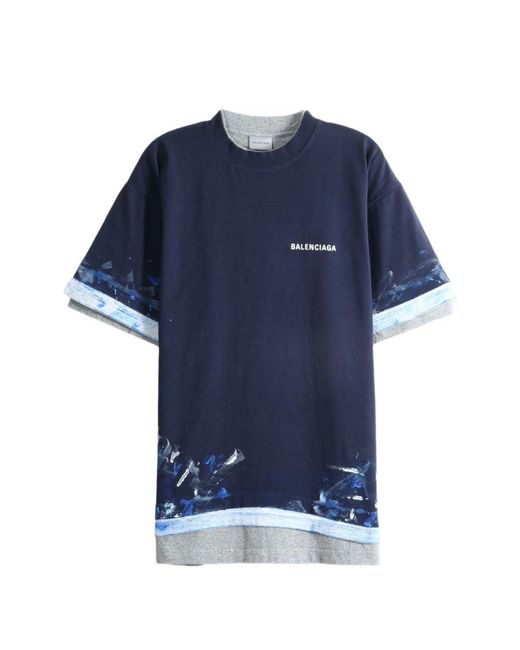 Balenciaga Blue Layered Tshirt for men