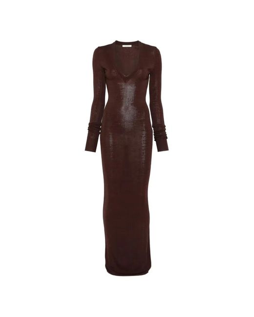 Entire studios Brown Long Sleeve V Neck Midi