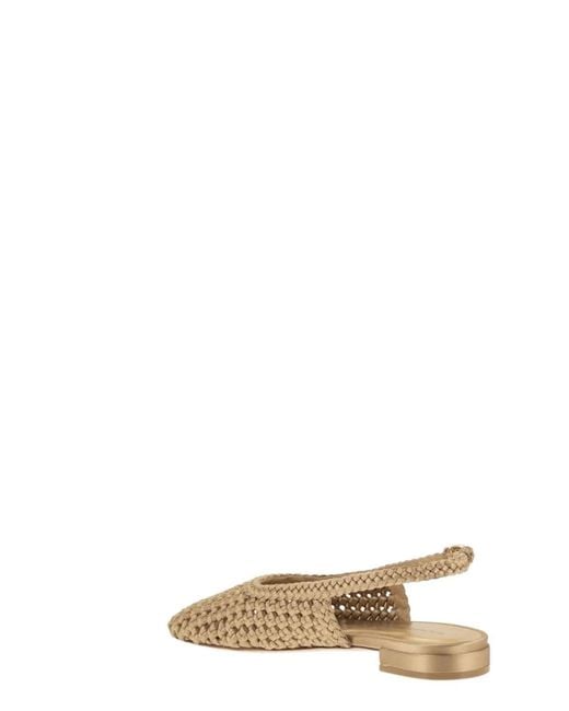 Stuart Weitzman Natural Woven Satin Slingback Flats With Pointed Toe
