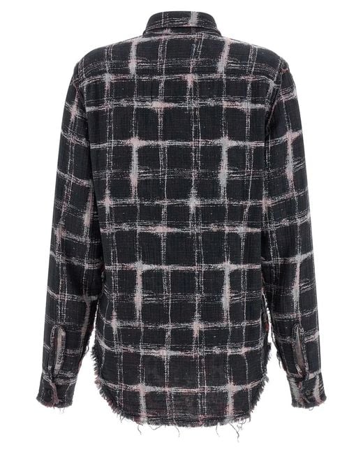 R13 Gray Fringed Hem Reversible Shirt