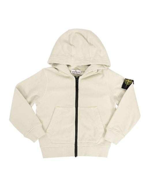 Stone Island White Hooded Sweatshirt With Badge