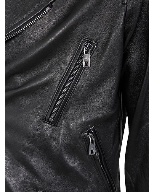 Giorgio Brato Black Eco Sheepskin Biker Jacket for men