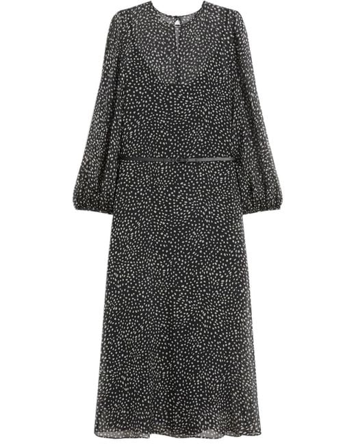 Max Mara Gray Silk Ruffled Mini Dress With Balloon Sleeves Size 40